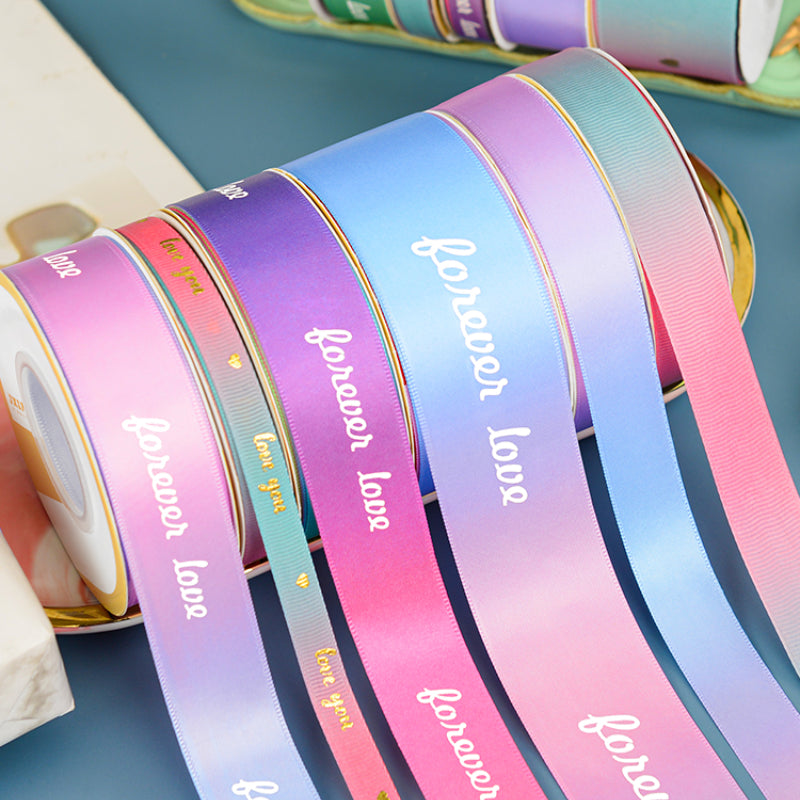 Ruban d'emballage cadeau de fleurs de Saint-Valentin de couleur dégradée de 22 m