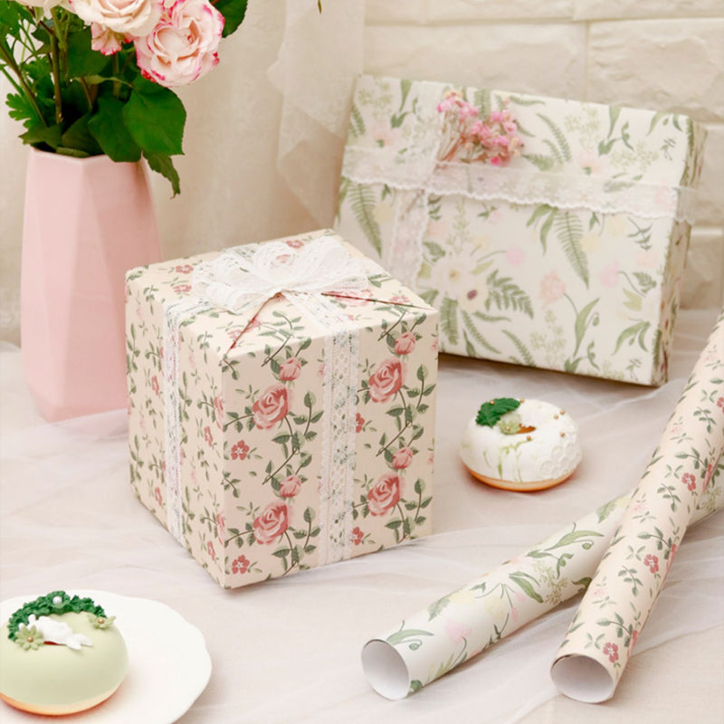 ورق تغليف بنمط زهور عتيق ورق تغليف هدايا العيد