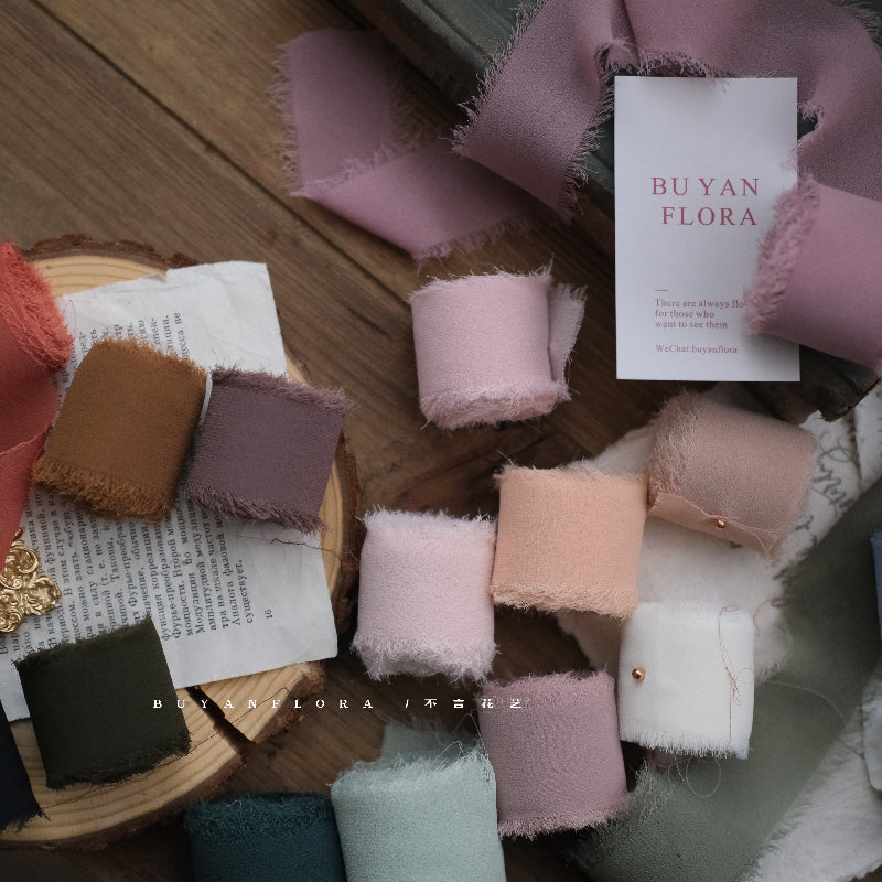 Ruban de soie à franges pour emballage de bouquets cadeaux 4 cm x 5 m