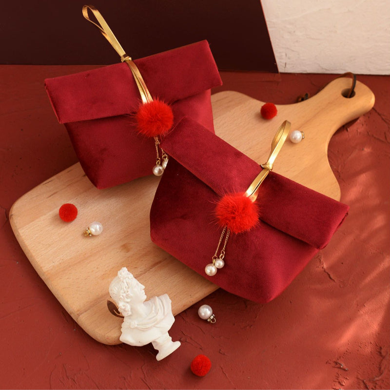 أكياس الحلوى المخملية حفل زفاف مقبض أكياس الهدايا حزمة 10