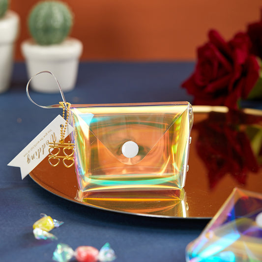 Sac en PVC laser, sac à sucre de mariage, sac cadeau coloré réfléchissant transparent et étanche, portefeuille