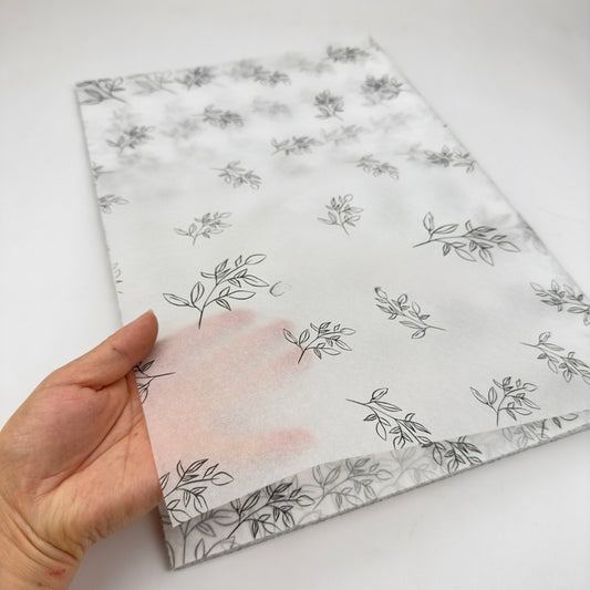 Paquet de 50 feuilles de papier de soie pour emballage cadeau de style croquis floral