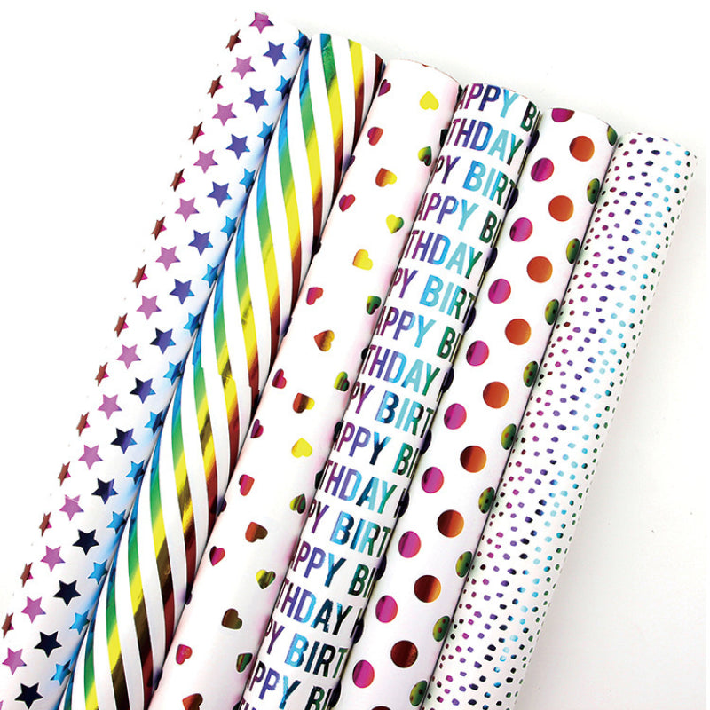 Papier d'emballage cadeau estampé doré Papier d'emballage pour boîte cadeau d'anniversaire