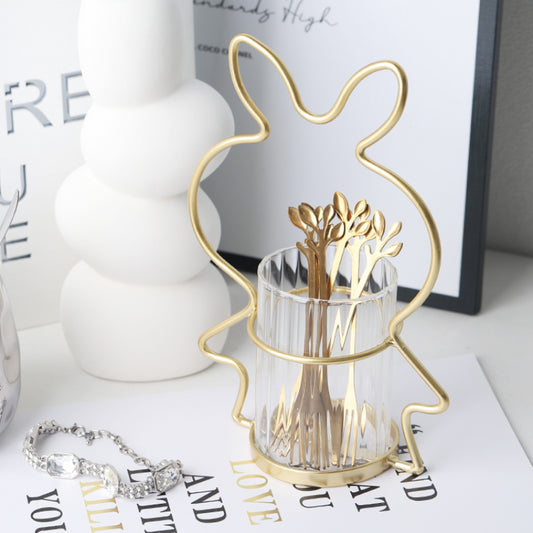 Support de rangement pour couverts, fourchette, cuillère, lapin en fer