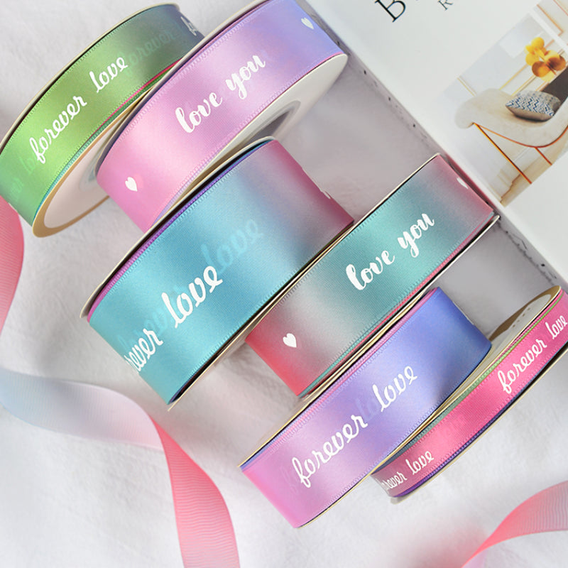 Ruban d'emballage cadeau de fleurs de Saint-Valentin de couleur dégradée de 22 m