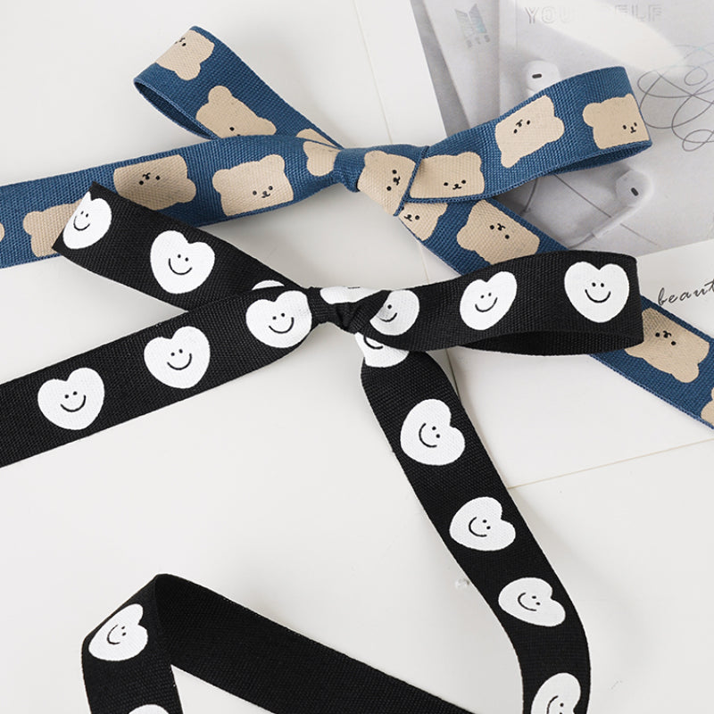 Ruban d'ours de dessin animé, ruban d'amour souriant, ruban d'emballage de boîte-cadeau de bouquet