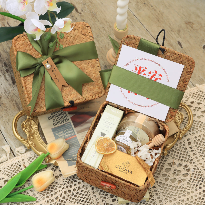 سلال منسوجة من الخيزران لحفلات الزفاف وحفلات استقبال المولود وتغليف الهدايا