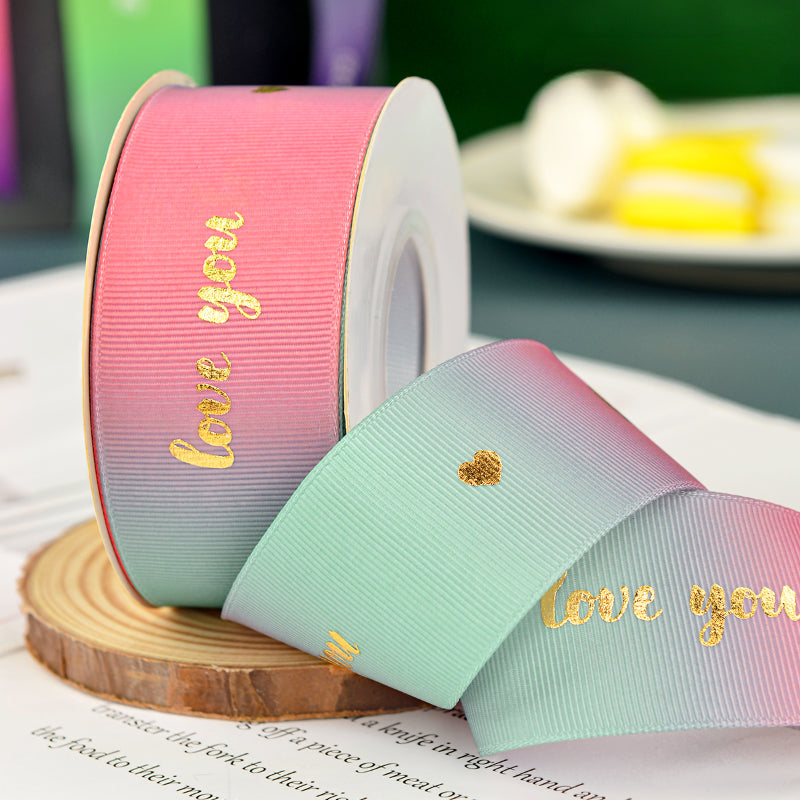 Ruban d'emballage cadeau de fleurs de Saint-Valentin de couleur dégradée de 22 m