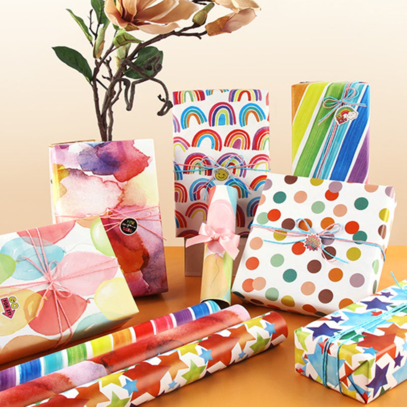 Papier d'emballage cadeau d'anniversaire Rainbow Love Papier d'emballage pour bouquet de Saint-Valentin