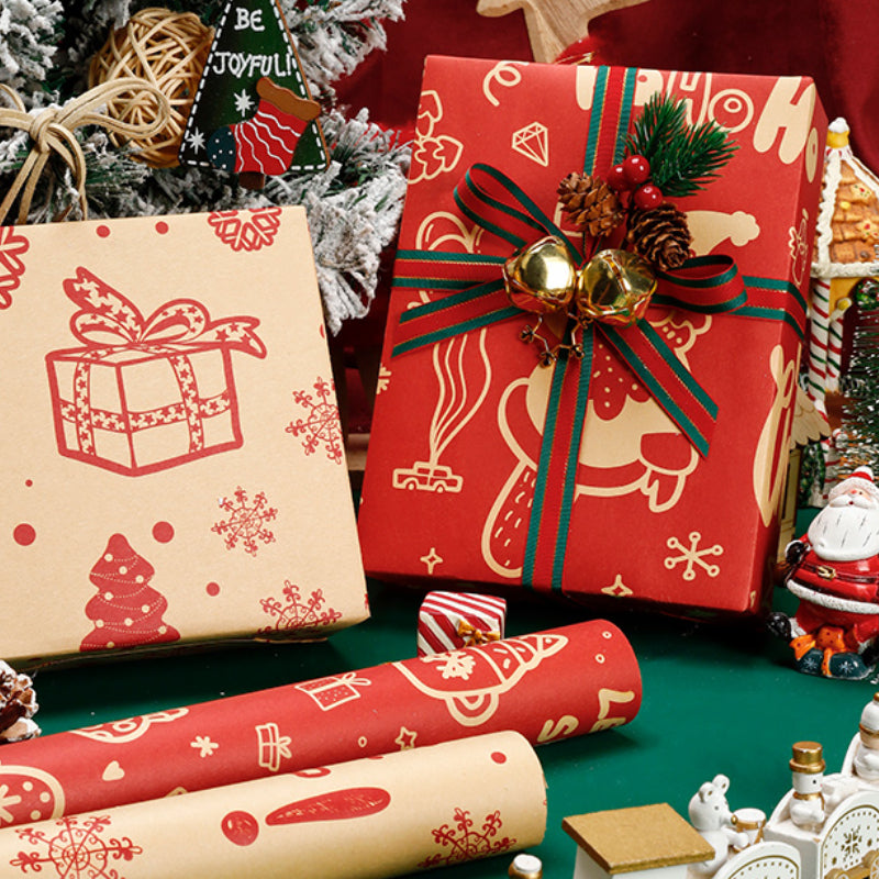 Papier d'emballage cadeau de Noël vintage en papier kraft