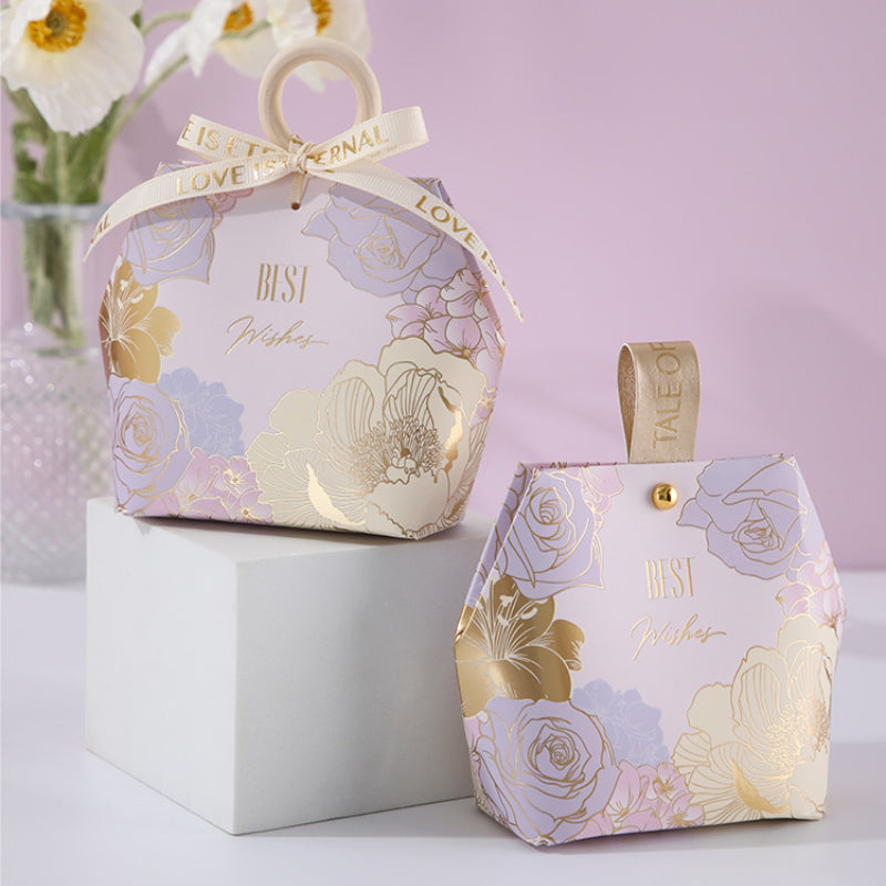 صندوق هدايا بتصميم خاتم خشبي وصندوق سكر وحقيبة تغليف هدايا الزفاف، عبوة من 20 قطعة