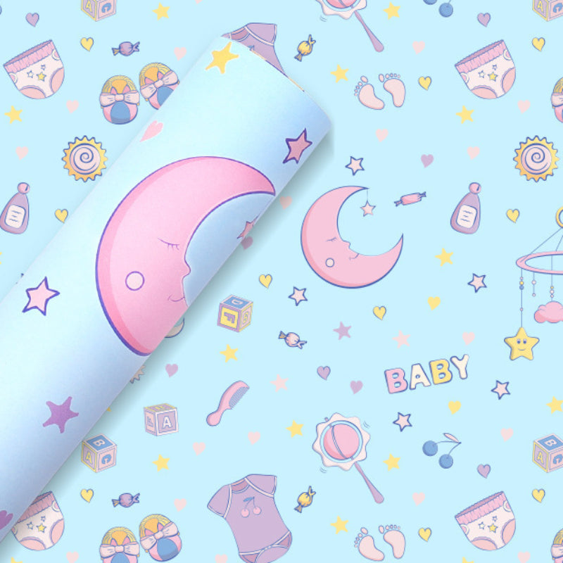 Papier de dessin animé Papier d'emballage cadeau rose Papier kraft Papier d'emballage d'anniversaire