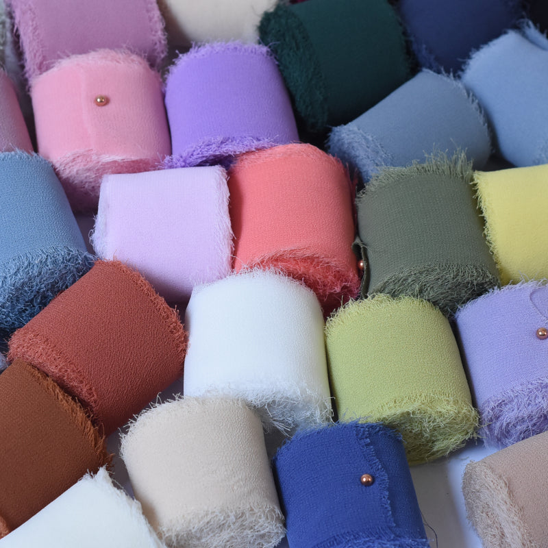 Ruban de soie à franges pour emballage de bouquets cadeaux 4 cm x 5 m