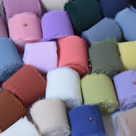 Ruban de soie à franges pour emballage de bouquets cadeaux 4 cm x 5 m