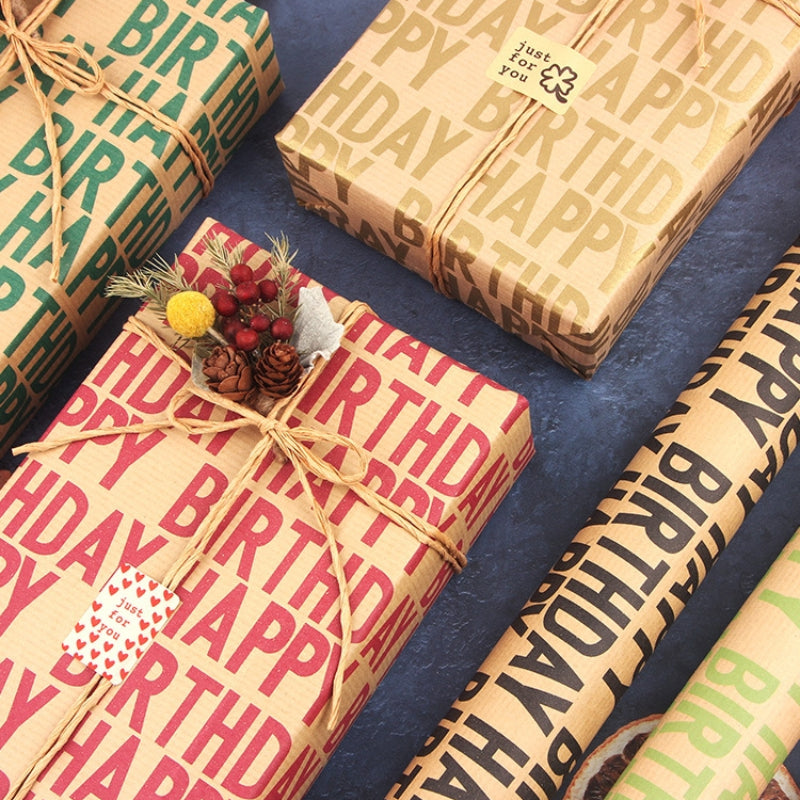 Papier Kraft de style rétro pour emballage de bouquet de joyeux anniversaire