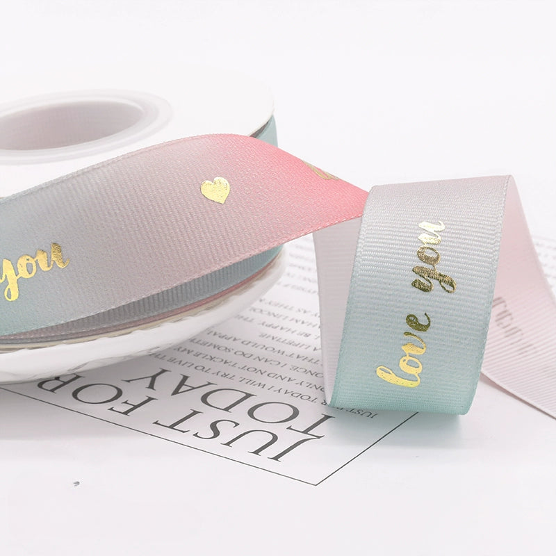 Ruban d'emballage cadeau de fleurs de Saint-Valentin de couleur dégradée de 22 m