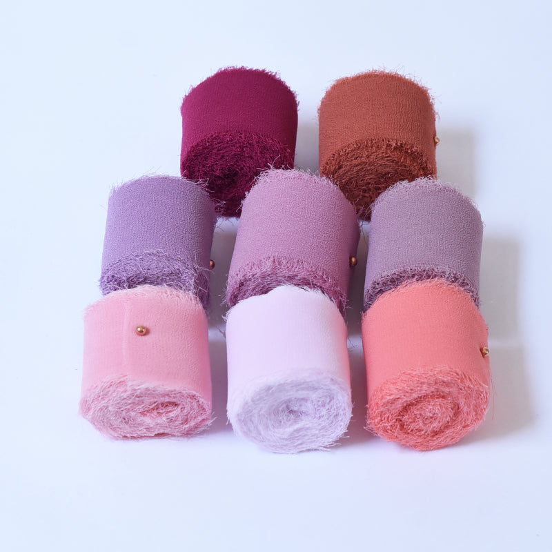 Ruban de soie à franges pour emballage de bouquets cadeaux 4 cm x 5 m