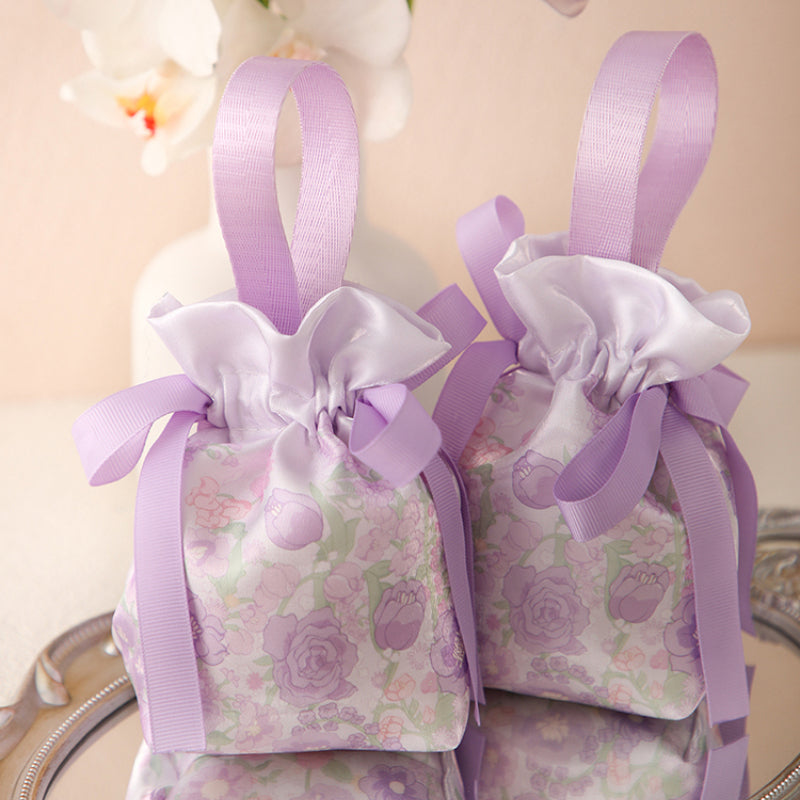 حقيبة حلوى الزفاف حقيبة يد هدية قابلة للطي مجانًا، عبوة من 10 قطع