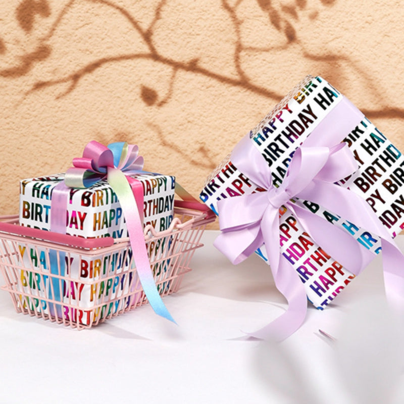 Papier d'emballage cadeau estampé doré Papier d'emballage pour boîte cadeau d'anniversaire