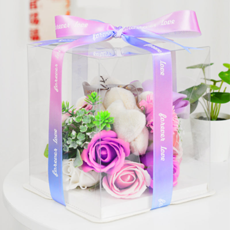 Ruban d'emballage cadeau de fleurs de Saint-Valentin de couleur dégradée de 22 m