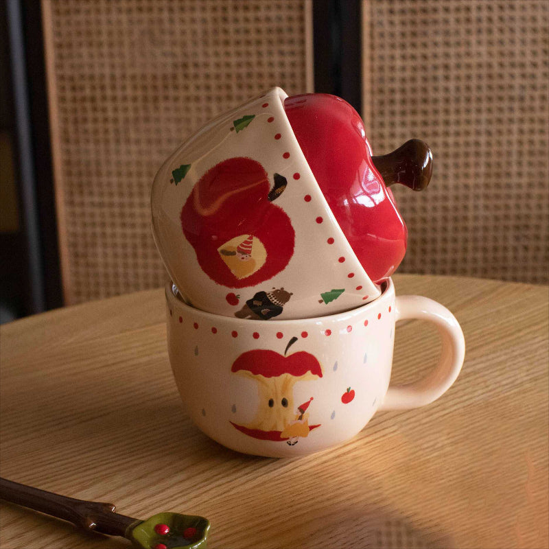 Tasse à café en céramique avec couvercle pour couple