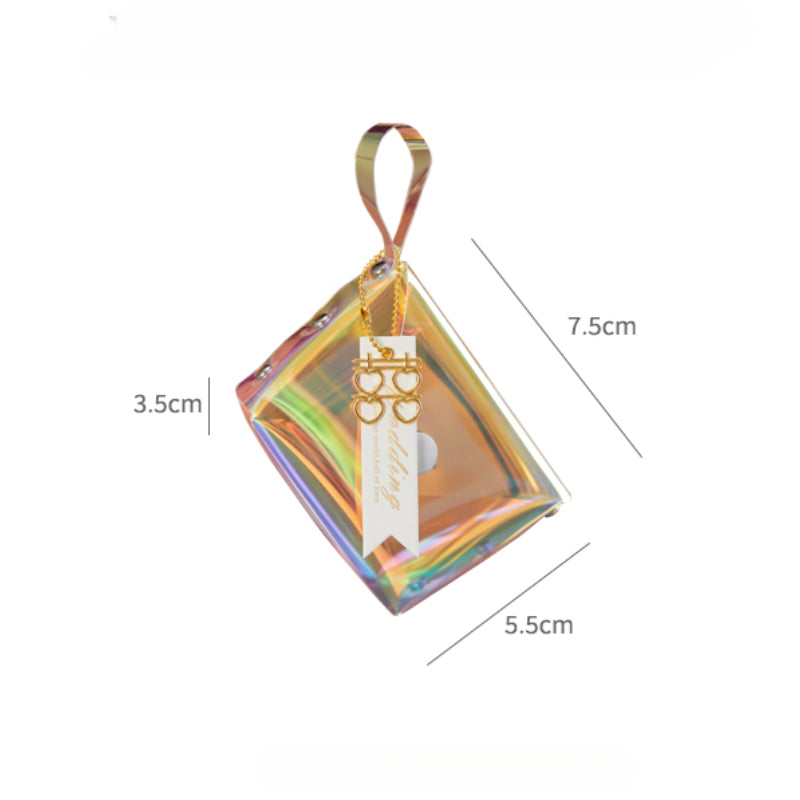 حقيبة هدايا شفافة عاكسة ملونة مقاومة للماء مصنوعة من مادة البولي فينيل كلوريد بالليزر وحقيبة سكر للزفاف
