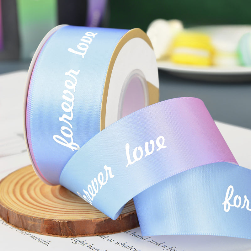 Ruban d'emballage cadeau de fleurs de Saint-Valentin de couleur dégradée de 22 m