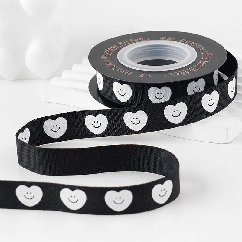 Ruban d'ours de dessin animé, ruban d'amour souriant, ruban d'emballage de boîte-cadeau de bouquet
