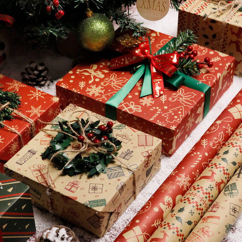 Papier d'emballage cadeau de Noël vintage en papier kraft
