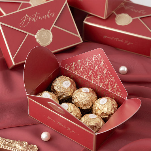 Coffret cadeau rétro en sucre et chocolat pour dragées de mariage, lot de 10
