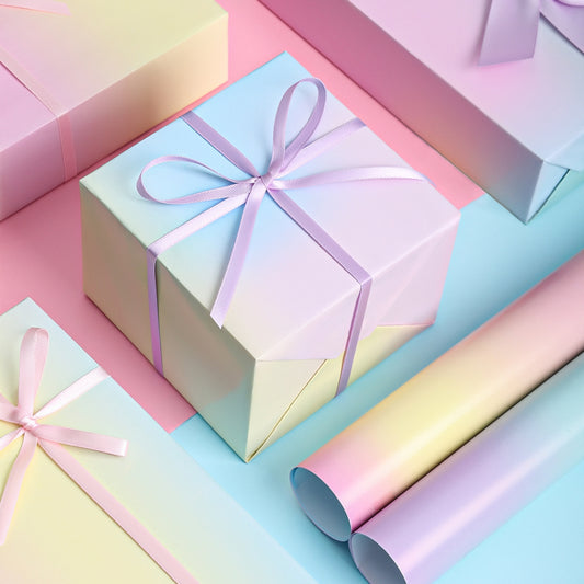 Papier d'emballage dégradé arc-en-ciel Papier d'emballage cadeau changeant de couleur