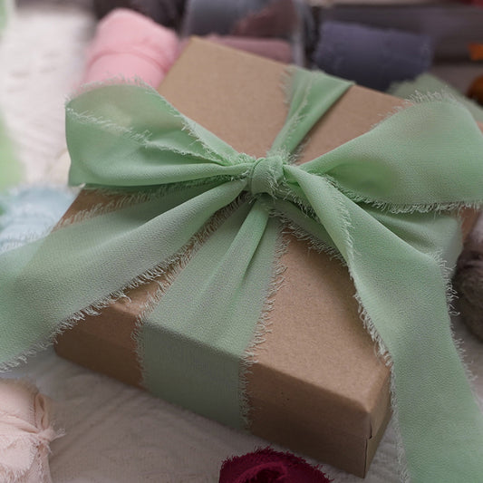 Ruban de soie à franges pour emballage de bouquets cadeaux 4 cm x 5 m
