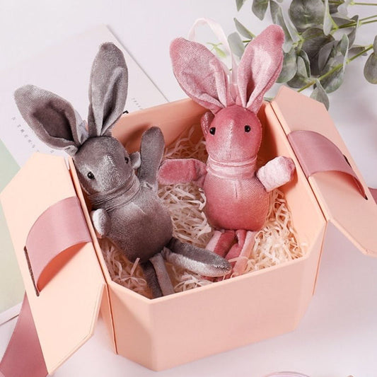 Porte-clés en peluche en forme de lapin en velours