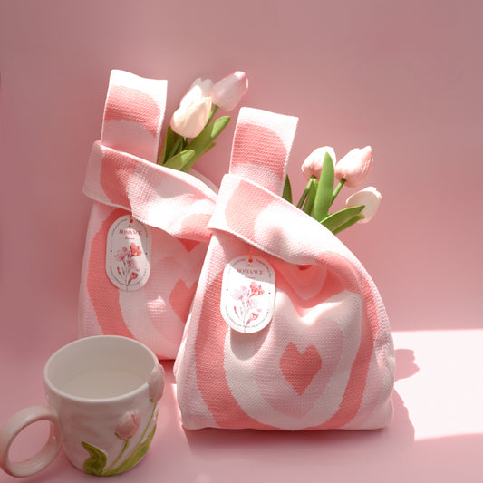 Sacs fourre-tout tricotés pour cadeaux de mariage