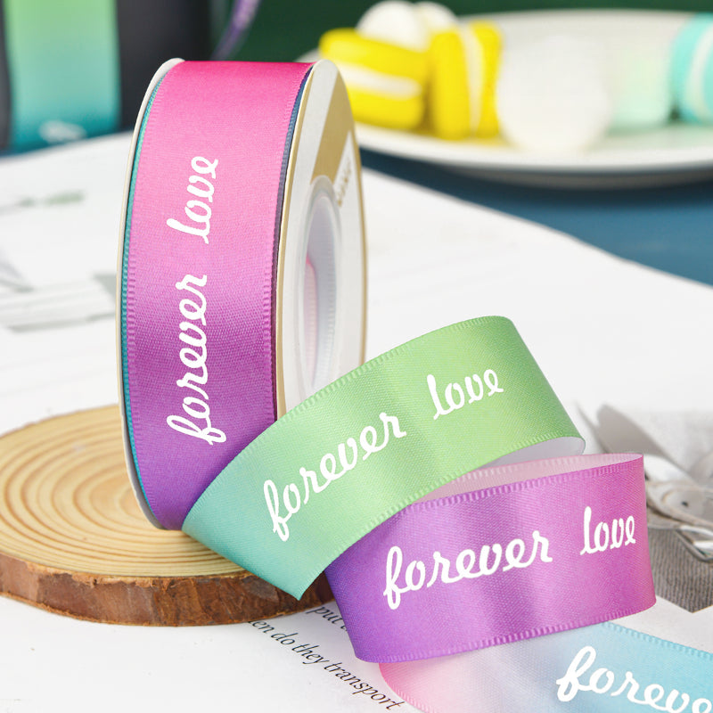 Ruban d'emballage cadeau de fleurs de Saint-Valentin de couleur dégradée de 22 m