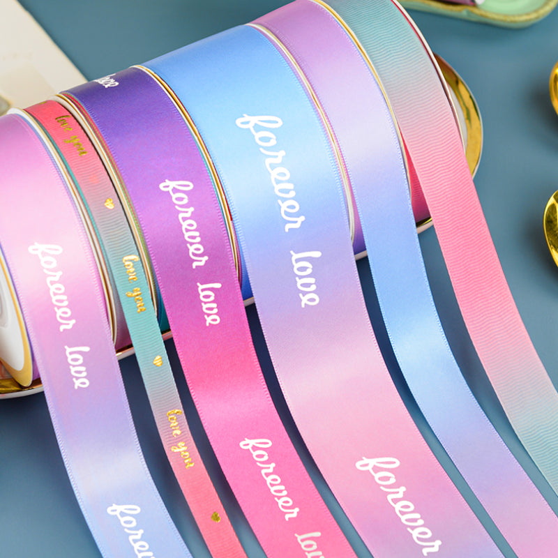 Ruban d'emballage cadeau de fleurs de Saint-Valentin de couleur dégradée de 22 m