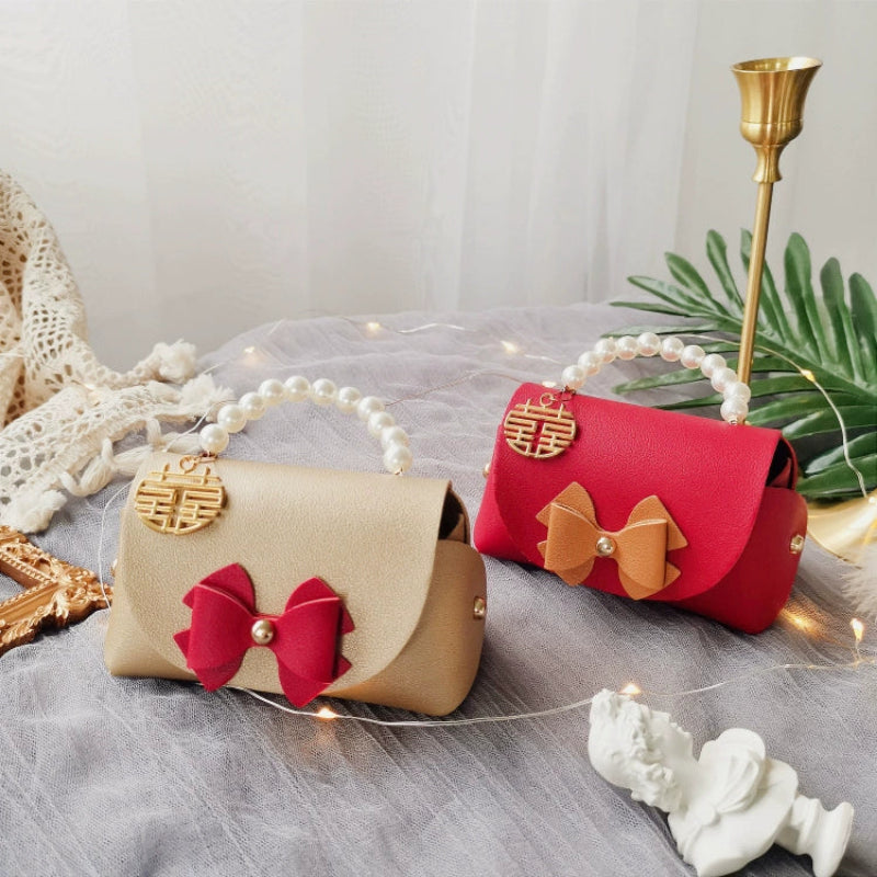 Lot de 10 sacs fourre-tout en cuir PU perlé en forme de sac à sucre, sacs d'emballage cadeau