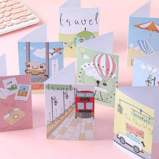Carte d'anniversaire pour enfants Carte postale de voyage avec dessin animé