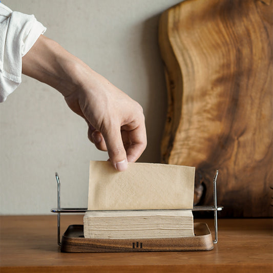 Porte-serviettes en noyer Support de rangement pour serviettes en papier de bureau