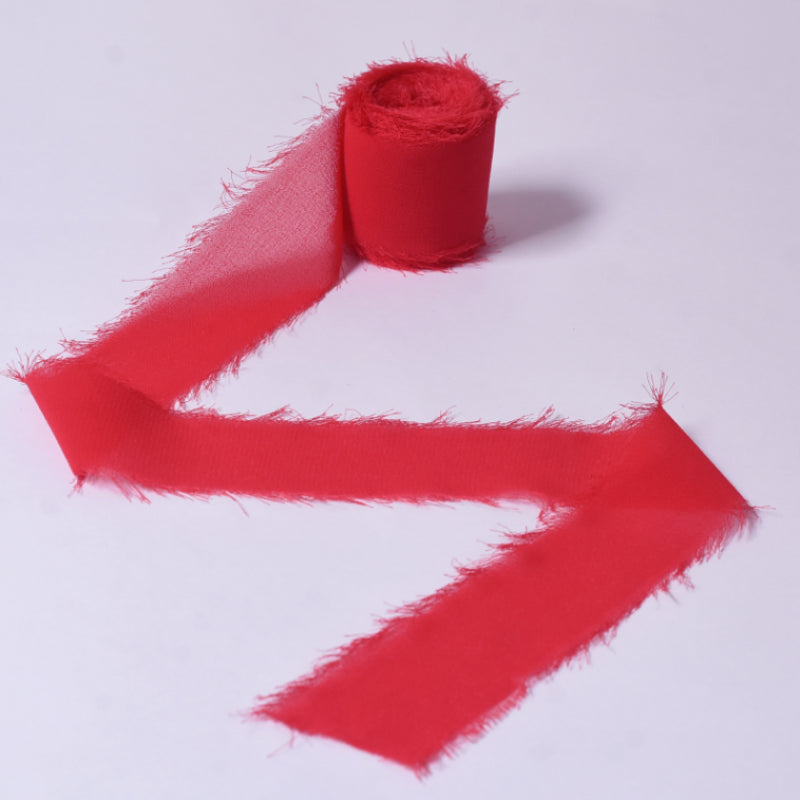 Ruban de soie à franges pour emballage de bouquets cadeaux 4 cm x 5 m