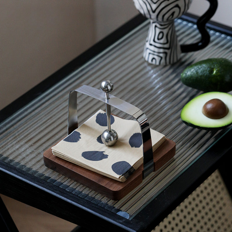 Porte-serviettes en papier en noyer, plateau de rangement carré pour serviettes en papier d'hôtel