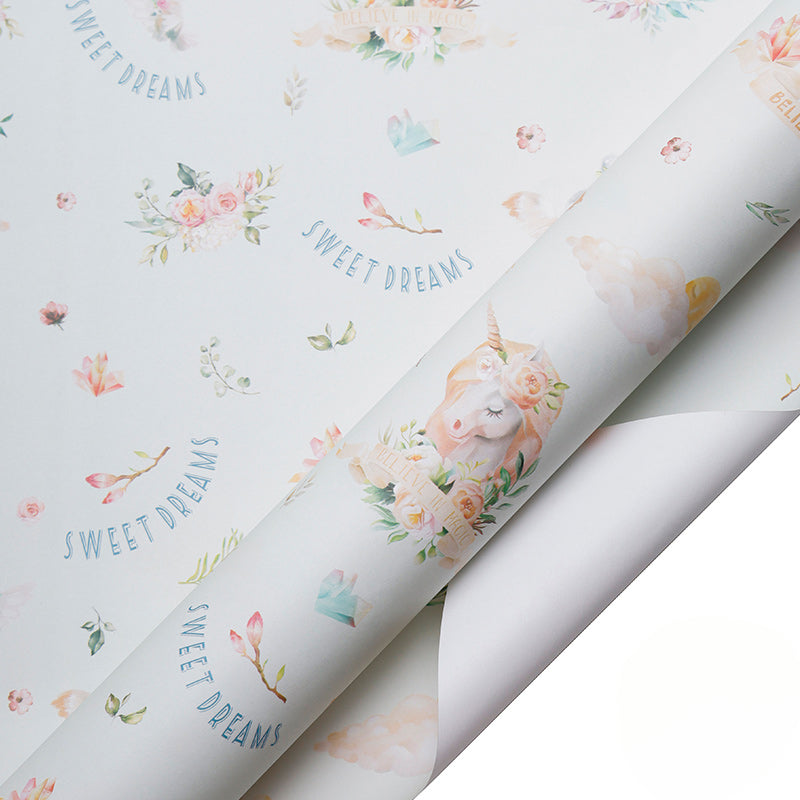 Papier d'emballage pour boîte cadeau d'anniversaire à motif animal et fleur