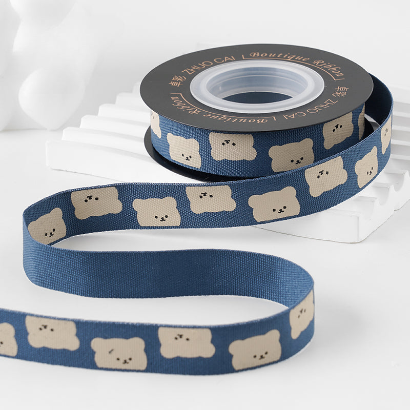 Ruban d'ours de dessin animé, ruban d'amour souriant, ruban d'emballage de boîte-cadeau de bouquet