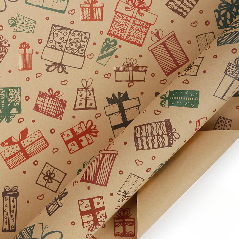 Papier d'emballage cadeau de Noël vintage en papier kraft
