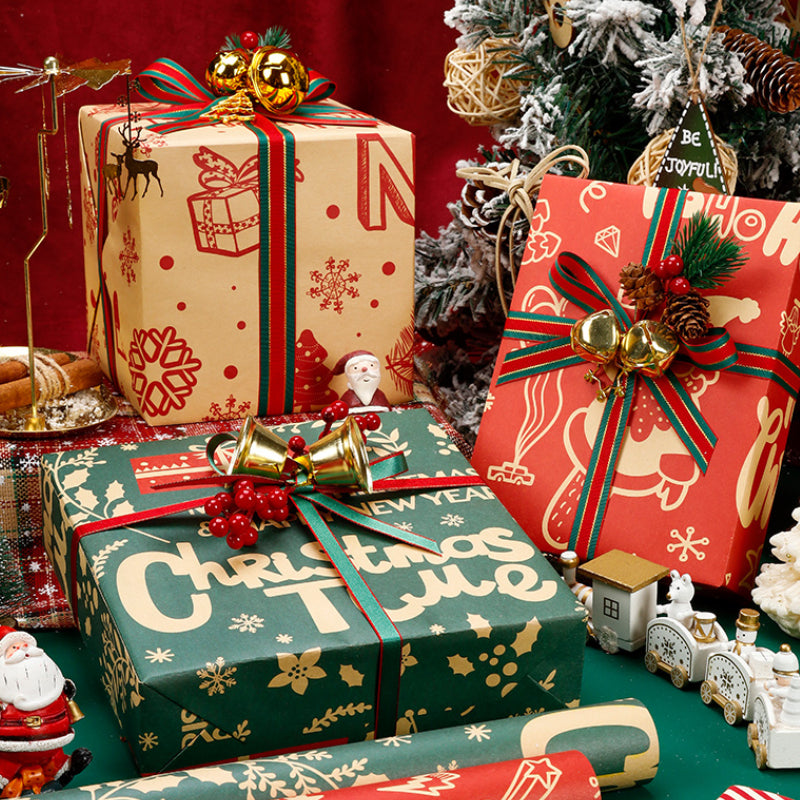 Papier d'emballage cadeau de Noël vintage en papier kraft