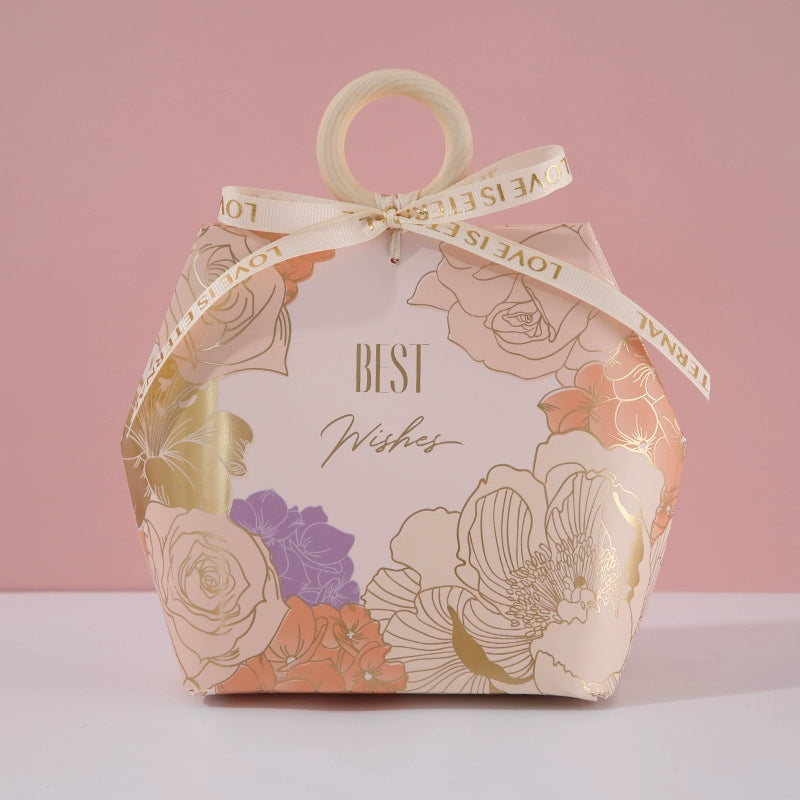 صندوق هدايا بتصميم خاتم خشبي وصندوق سكر وحقيبة تغليف هدايا الزفاف، عبوة من 20 قطعة