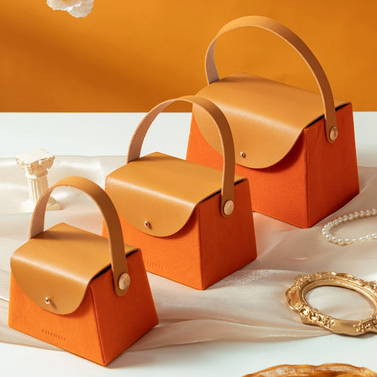 Boîte trapézoïdale en velours pour bonbons de mariage, sacs cadeaux