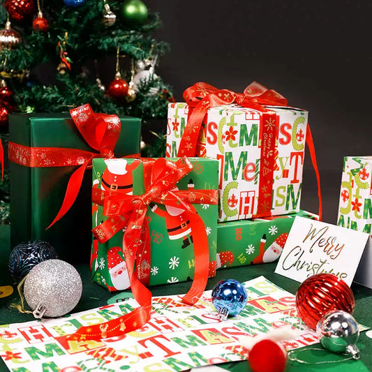 Papier d'emballage Joyeux Noël Papier Kraft Papier d'emballage cadeau de Noël