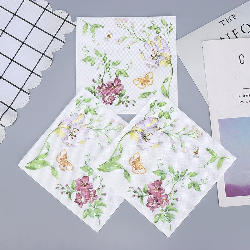 Serviettes de table à motifs floraux colorés - 20 par paquet