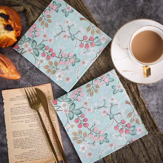 Serviettes de table à imprimé floral - 20 par paquet